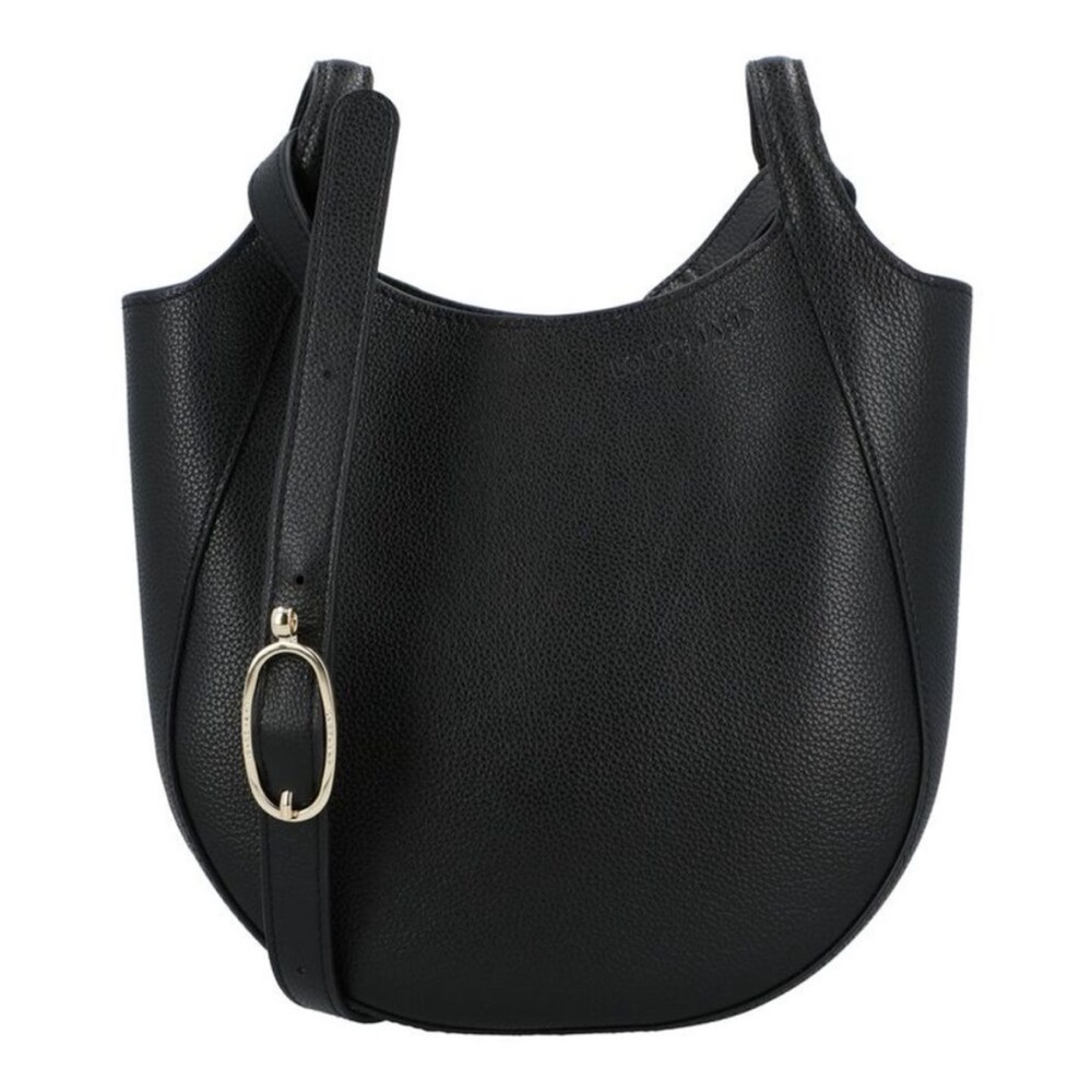Longchamp Le Foulonne Black Leather Bag With Crossbody Strap